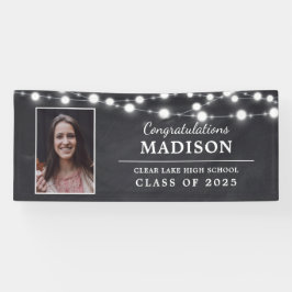 Glückwunsch Rustikales Chalk String Lights Grad Fo Banner