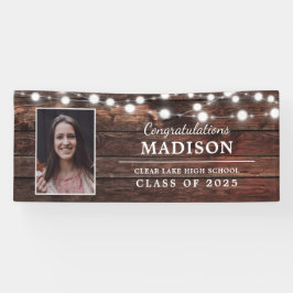 Glückwunsch Rustikales Holz String Lights Grad Fot Banner