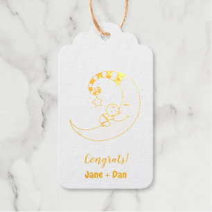 Glückwunsch! (schläfriges Baby und Mond) Geschenkanhänger