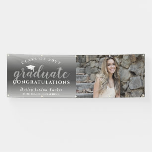 Glückwunsch Script Gray Ombre Foto Abschluss Banner