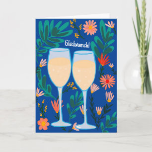 Glückwunsch Sekt Champagner Blumen Prost Hochzeit Karte