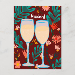 Glückwunsch Sekt Champagner Floral Prost Postkarte
