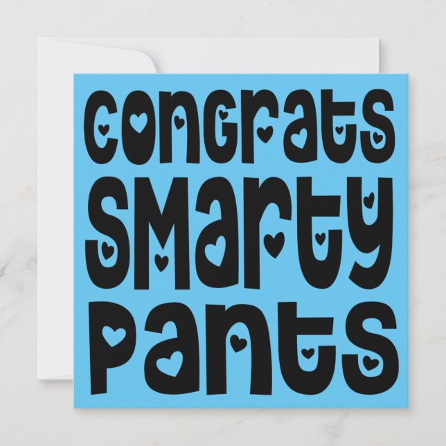 Glückwunsch Smarty Pants Texthearts Prüfung blau (Vorderseite)