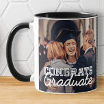 Glückwunsch studieren modernes, benutzerdefinierte tasse<br><div class="desc">Dieses einfache und klassische Design besteht aus Serifentypografie und fügt ein benutzerdefiniertes Foto hinzu</div>