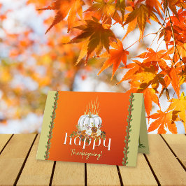 Glückwunsch Thanksgiving floraler Pumpkin Orange G Karte