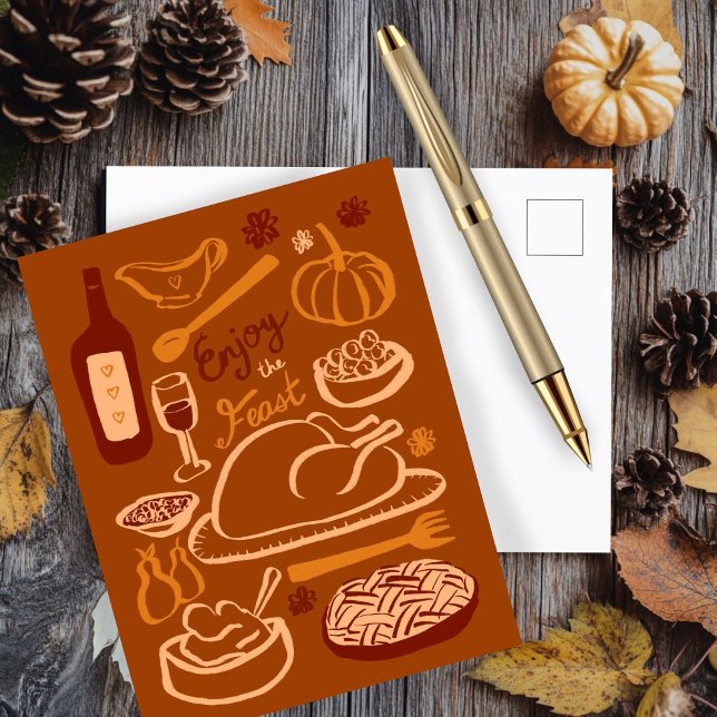 Glückwunsch Thanksgiving Großes Fest Urlaub Postkarte (Happy Thanksgiving Bountiful Feast Holiday Postcard
)