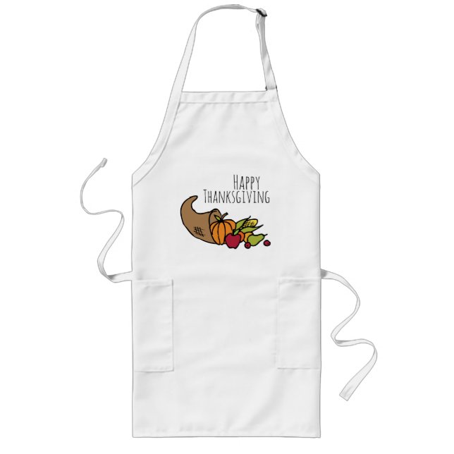 Glückwunsch Thanksgiving Gruß, buntes Cornucopia Lange Schürze (Vorne)