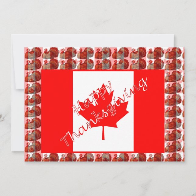 Glückwunsch Thanksgiving Kanada mit Flagge und Put Einladung (Vorderseite)