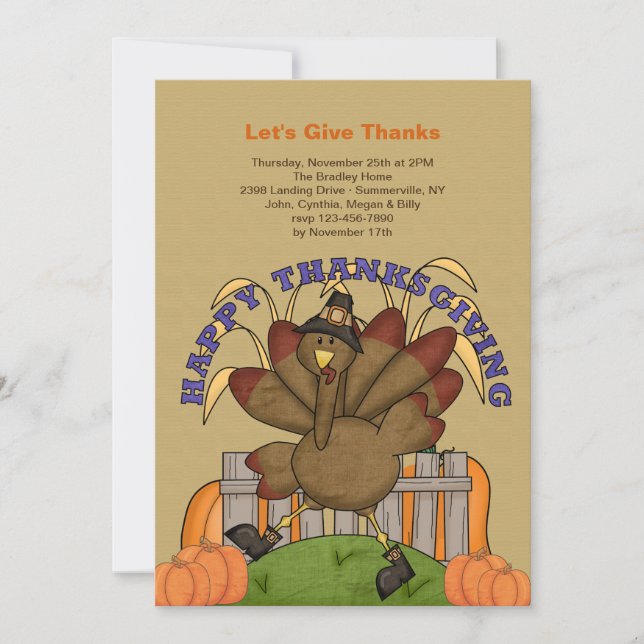 Glückwunsch Thanksgiving Türkei Einladung (Vorderseite)