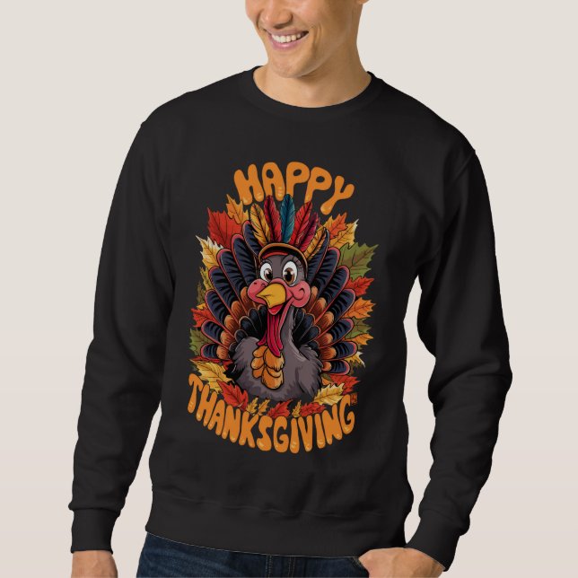 Glückwunsch Thanksgiving Türkei Familie Fall Sweatshirt (Vorderseite)
