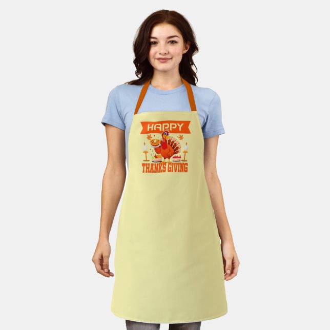 Glückwunsch Thanksgiving Türkei mit Kuchen Schürze (Getragen)