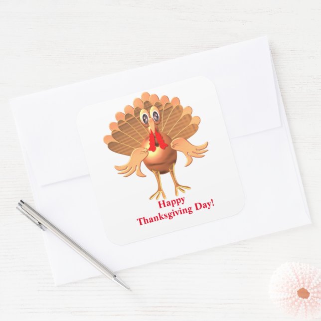 Glückwunsch Thanksgiving Türkei, Personalisiert Quadratischer Aufkleber (Umschlag)