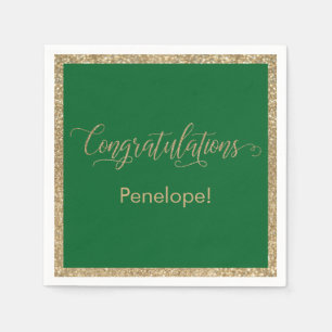 Glückwunsch Typografie Gold Glitzer Green Serviette