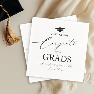 Glückwunsch unserer Grads Twins Graduation Party Serviette