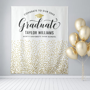Glückwunsch unseres Graduate Gold Confetti-Party Wandteppich
