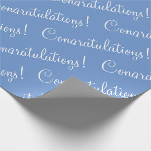 Glückwunsch White Script Blue Abschluss Geschenkpapier