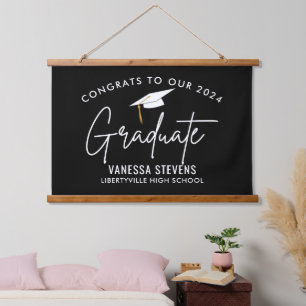 Glückwunsch zu unserem 202x Graduate Black Wandteppich Mit Holzrahmen