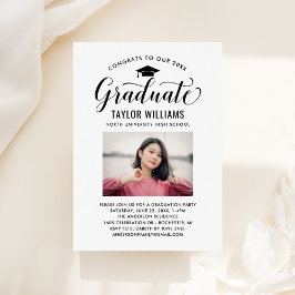 Glückwunsch zu unserem Schwarzen Script-Foto Einladung