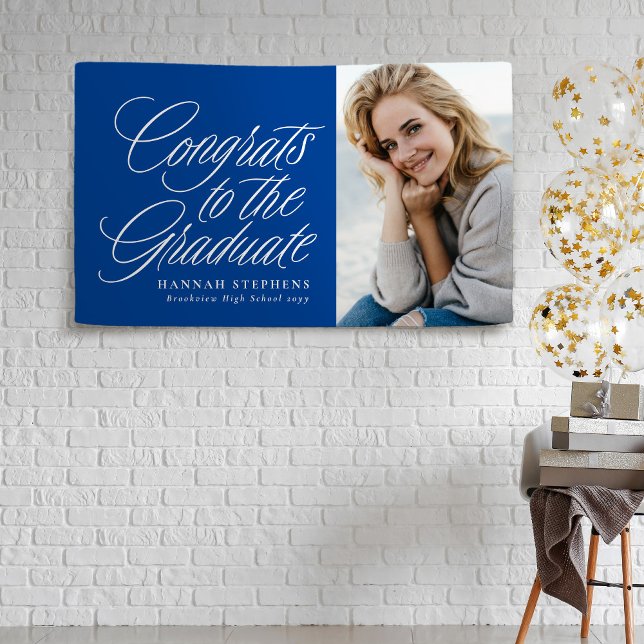 Glückwunsch zum Abschluss des blauen Fotos Banner (Von Creator hochgeladen)