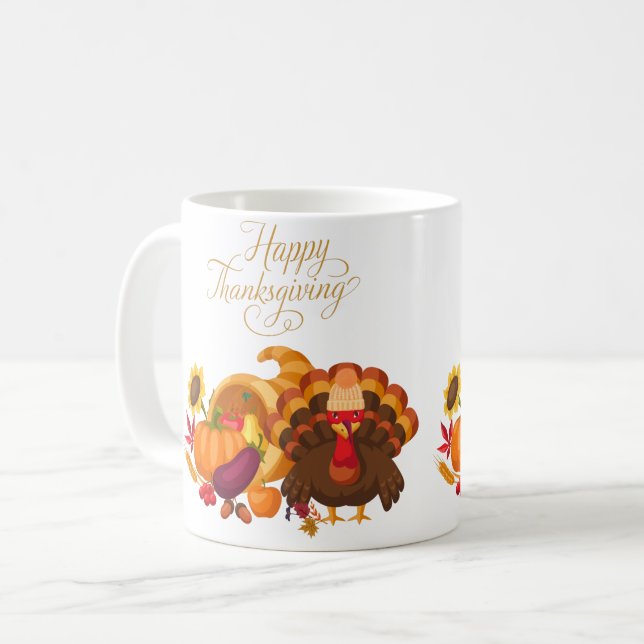 Glückwunsch zum Erntedankfest Niedliche Türkei, Ho Kaffeetasse (Vorderseite Links)