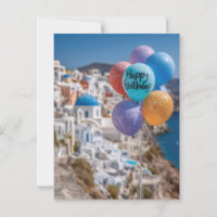 Glückwunsch zum Geburtstag in Santorini, Griechenl