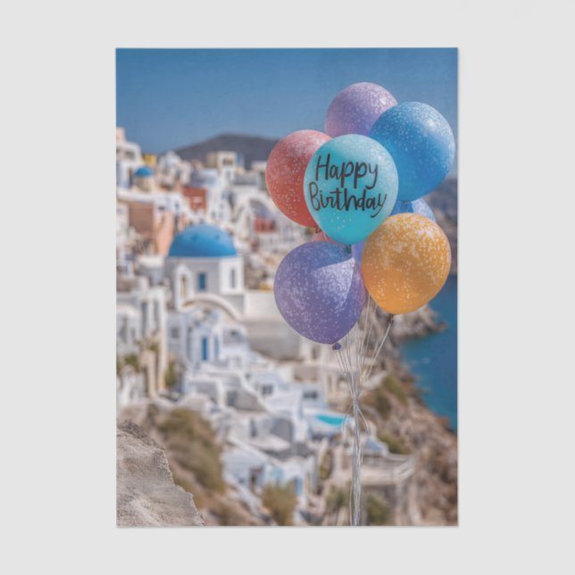 Glückwunsch zum Geburtstag in Santorini, Griechenl Seidenpapier (Vorderseite)