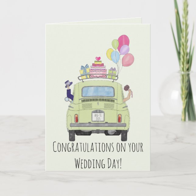 Glückwunsch zum Hochzeitstag Fiat 500 Karte (Vorderseite)