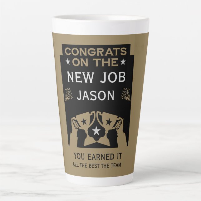 Glückwunsch zum neuen Job Milchtasse (Vorderseite)