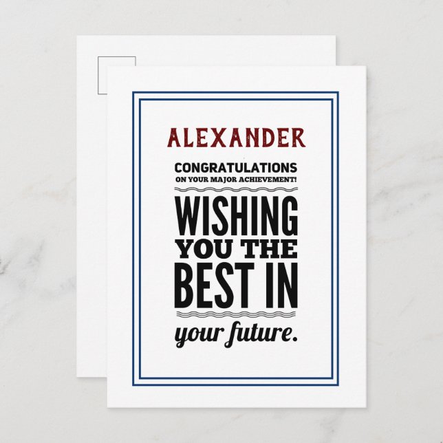 Glückwunsch zur Errungenschaft Postkarte (Vorne/Hinten)