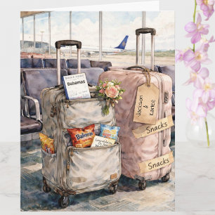 Glückwunsch zur Hochzeit Flitterwochen Reise Snack Karte