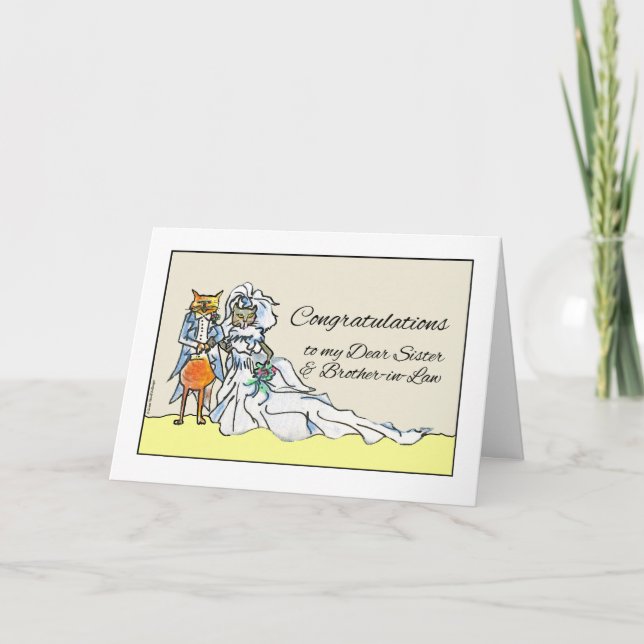 Glückwunsch zur Hochzeit für Schwester, Katzen Karte (Vorderseite)