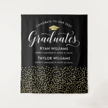 Glückwunsch Zwei Absolventen Black Gold Confetti P