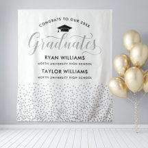 Glückwunsch Zwei Absolventen Silver Confetti Party