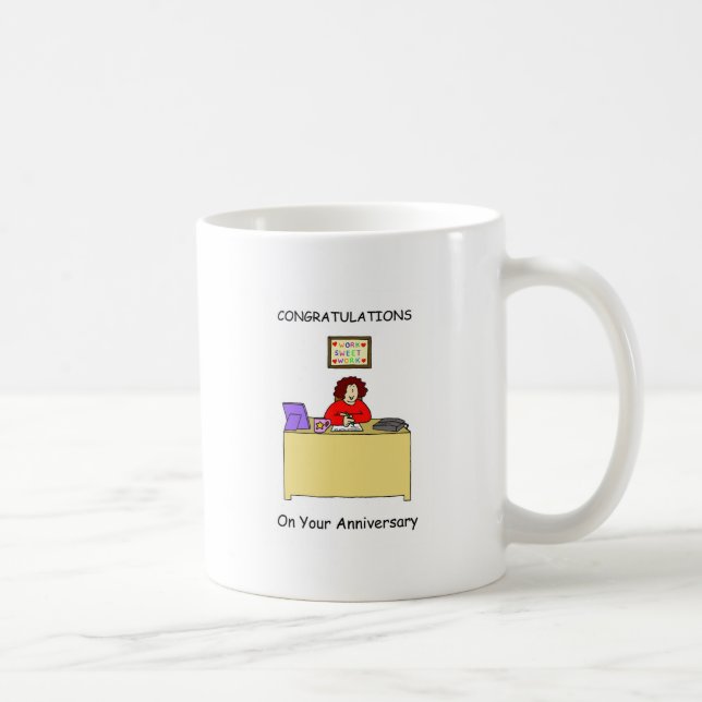 Glückwünsche auf Arbeits-Jahrestag für Frau Kaffeetasse (Rechts)