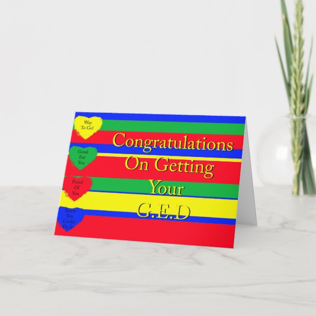 Glückwünsche auf dem Erhalten Ihrer GED Karte (Vorderseite)