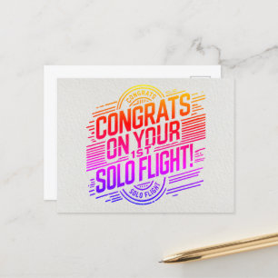 Glückwünsche auf Ihrem ersten Solo-Flug Postkarte