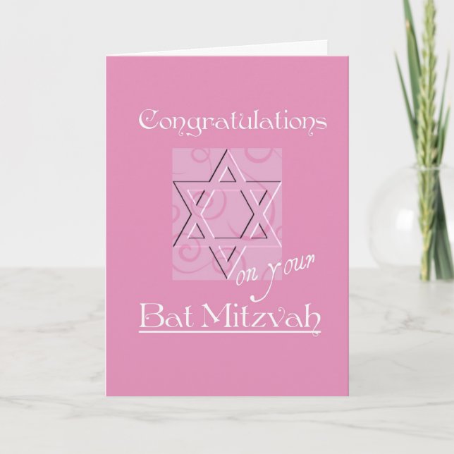 Glückwünsche auf Ihrem Schläger Mitzvah! - Rosa Karte (Vorderseite)