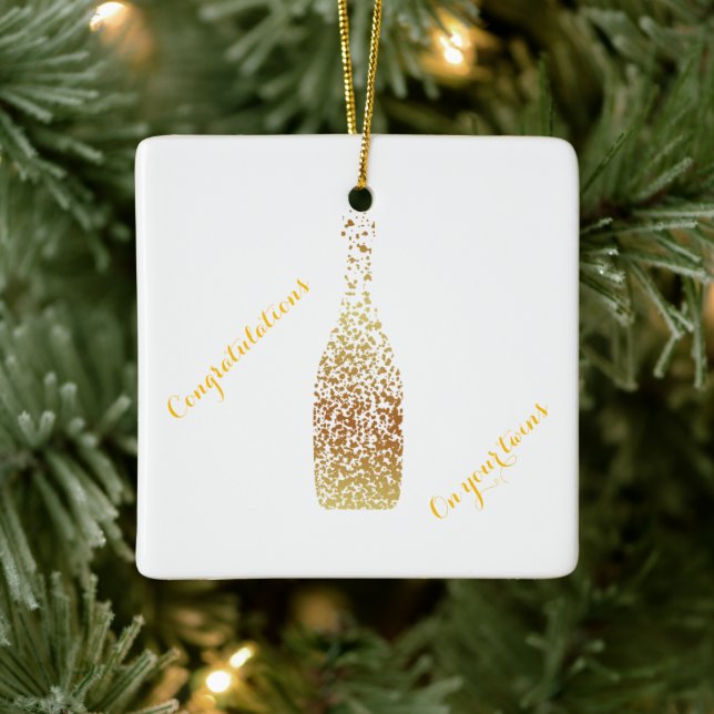 Glückwünsche auf Ihren Zwillingen Keramikornament (Baum)