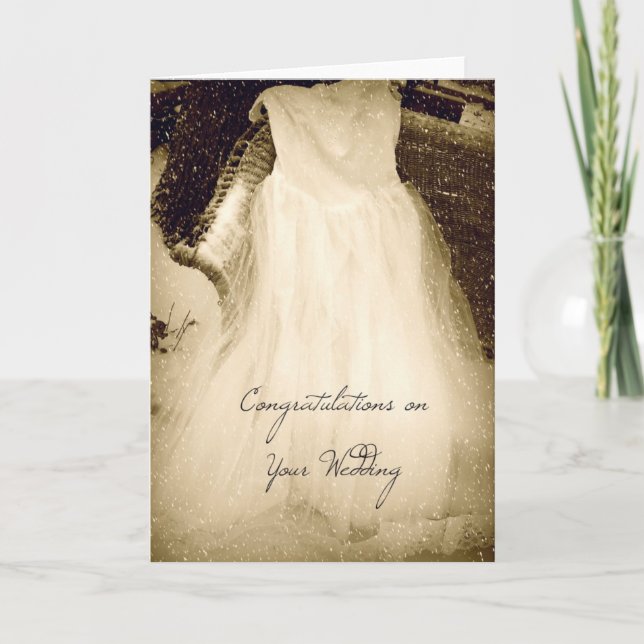 Glückwünsche auf Ihrer Hochzeit, Kleid im Schnee Karte (Vorderseite)