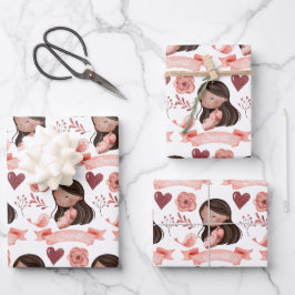 Glückwünsche, die Papierblätter umblättern Geschenkpapier Set