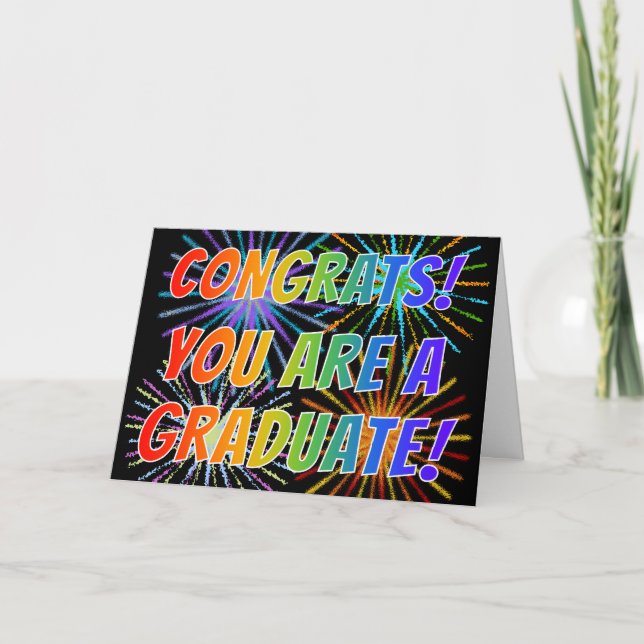 "GLÜCKWÜNSCHE! DU BIST EIN GRADUAT!" Regenbogen, F Karte (Vorderseite)