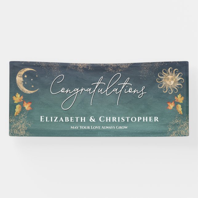 Glückwünsche Fall Sun Moon Engagement Party Banner (Horizontal)