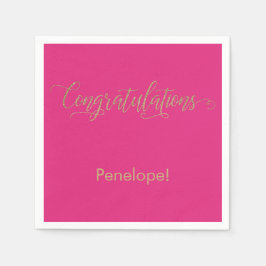 Glückwünsche Gold Glitzer Typografie Hot Pink Serviette