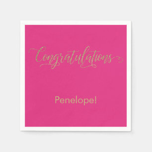 Glückwünsche Gold Glitzer Typografie Hot Pink Serviette