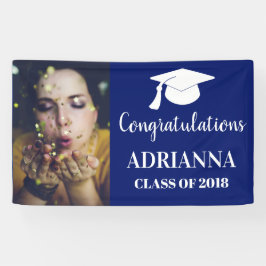 Glückwünsche graduieren Foto-Marine-Blau Banner