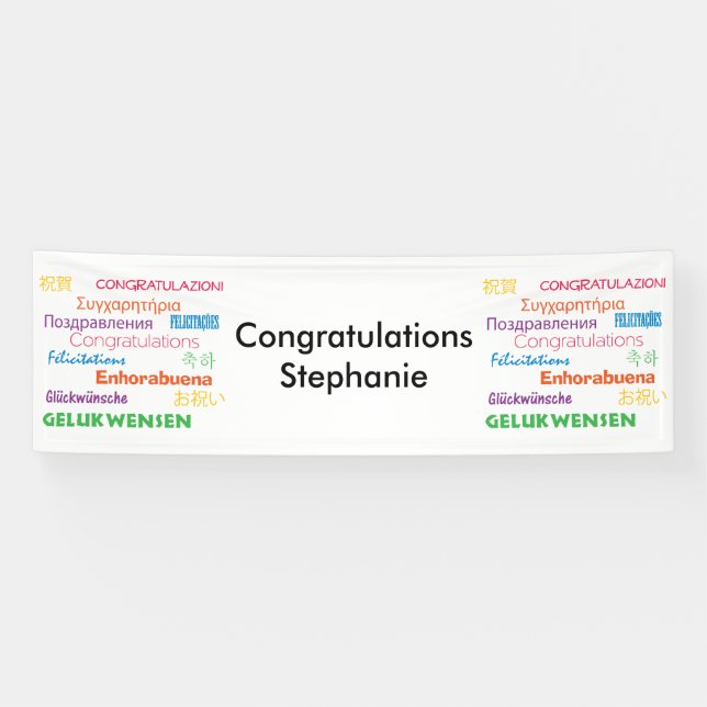 Glückwünsche in vielen Sprachen individuell anpass Banner (Horizontal)