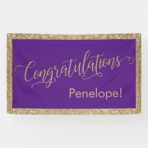 Glückwünsche Typografie Gold Glitzer und Lila Banner