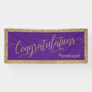 Glückwünsche Typografie Gold Glitzer und Lila Banner