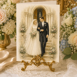 Glückwünsche zur katholischen Hochzeit Braut Bräut Karte