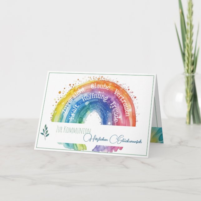 Glückwünsche zur Konfirmation/Kommunion Regenbogen (Vorderseite)